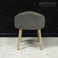 Modern fabric home goods oak wood tufted round ottoman stool